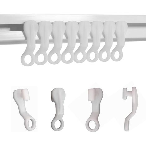 Crochets de rideau coulissants en plastique blanc, lot de 50 (1/5)