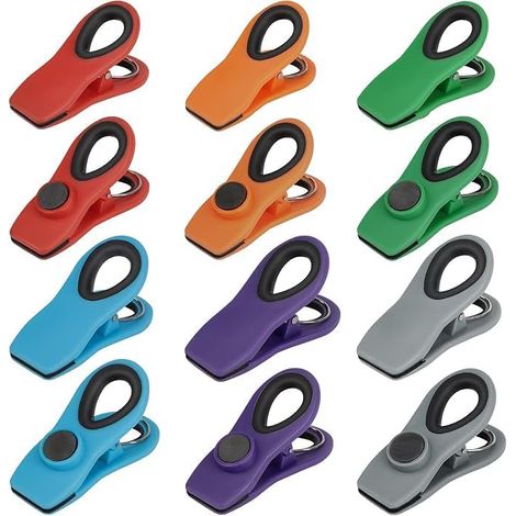 Magnetische Beutelclips mit luftdichtem Verschluss, zur Lebensmittelaufbewahrung, 12er-Packung, mehrfarbig.