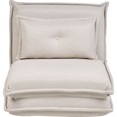Sofá cama individual plegable minimalista moderno 1 plaza con cojín sillón puf para invitados blanco crema Dellen
