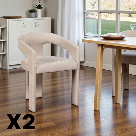 Fauteuil de table beige à 3 pieds (lot de 2) IDAHO (1/5)
