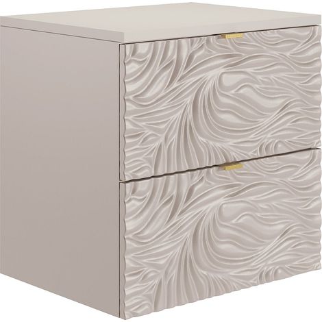 Mobile sotto lavabo sospeso testurizzato e con ripiano Beige 60 cm - RINAREL