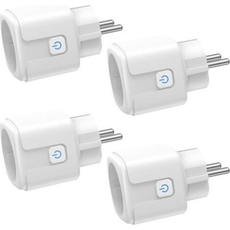 Prise Connectée WiFi, 4 Pièces Prise Intelligente 16A 3680W, Prise WiFi avec Mesure de Consommation Électrique, Contrôle à Distance, Commande Vocale, Compatible avec Alexa & Google - pour la France