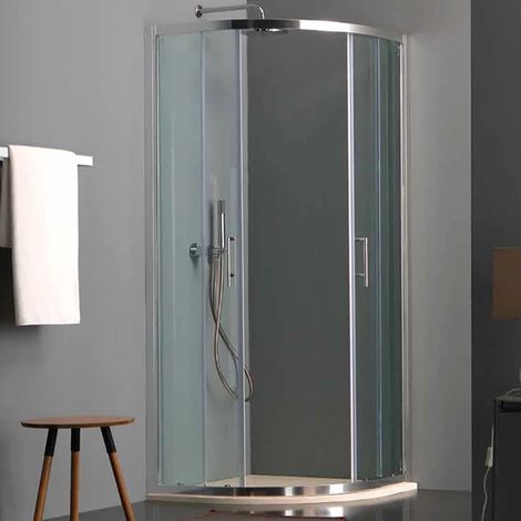 Box Doccia 80x80 cm ECO - Semicircolare Stondato con 2 Ante Scorrevoli - H190 cm - Vetro Temprato 6mm (1/5)