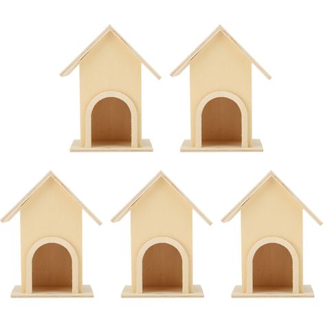 Lot de 5 nichoirs en bois, mangeoires à oiseaux uniques à monter soi-même, décorations pour jardin et terrasse. (1/5)