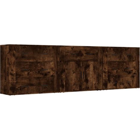 Buffet credenza cassettiera armadio mobile contenitore organizer per cucina soggiorno salotto 3 pezzi legno ingegnerizzato marrone 020037066