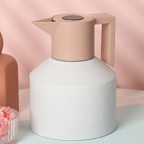 Minimalistische, skandinavisch inspirierte, 1,2 Liter fassende Edelstahl-Isolierflasche, ideal für Zuhause, Hotel und Heißwasser. Grau. (1/5)