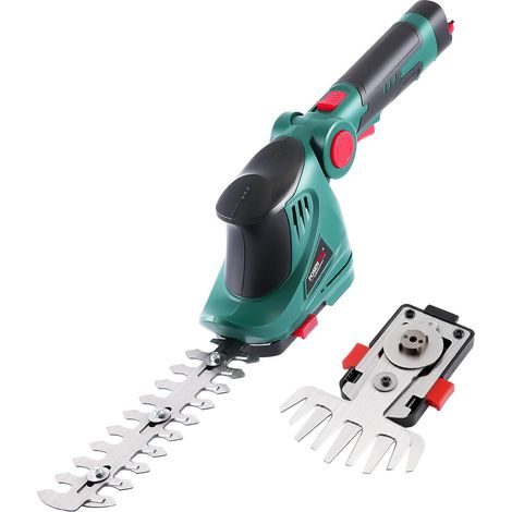 7.2V Cordless Hedge Shears and Grass Trimmer 2 in 1 with Rotating Handle, 1500 mAh Battery and Type C, Cutting Width/Length 10 cm/18 cm, for Cutting, Pruning (1/5)