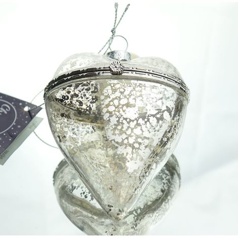 Decoris® Geschenkanhänger Herz Transparent & Silberfarben 8 cm - Glas (1/3)
