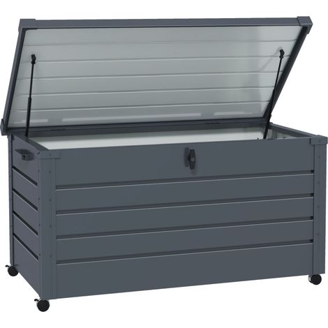 Cassapanca da esterno in acciaio zincato 311 L 120 x 62 x 66 cm grigio scuro (1/4)