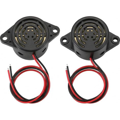 Cicalino allarme auto moto, cicalino piezoelettrico attivo 3-24 V CC, avviso sonoro continuo 100 DB nero, potente cicalino elettronico 12 V per avvertimento fari dimenticati moto, confezione da 2 pezz (1/5)