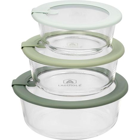 LAGUIOLE CUISSON - Lot de 3 boîtes en verre rondes avec couvercle 400/650/950ml (1/4)
