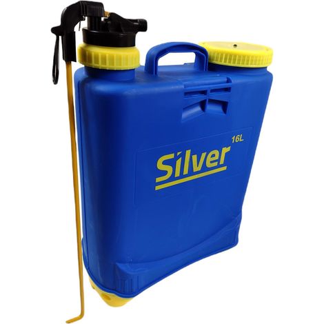 Spruzzatore de zaino 16L, Opryskiwacz argento, ideale per il giardinaggio e l'irrorazione, capacità de 16 litri, design ergonomico, resistente e facile dede da usare.