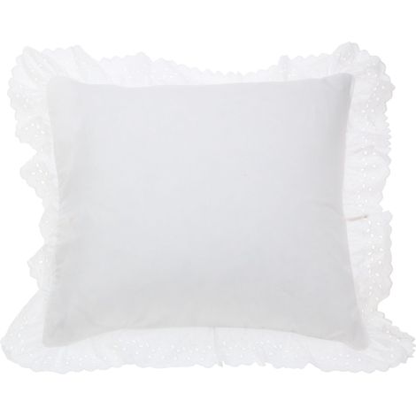 Oeillets Volants Taie d'oreiller Lot de 2 Oreiller Coton Blanc European (1/5)