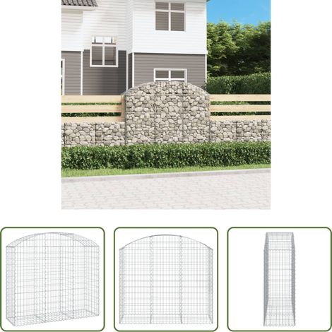 Schalldämmung - Gabione mit Hochbogen 150x50x120/140 cm Verzinktes Eisen (1/5)