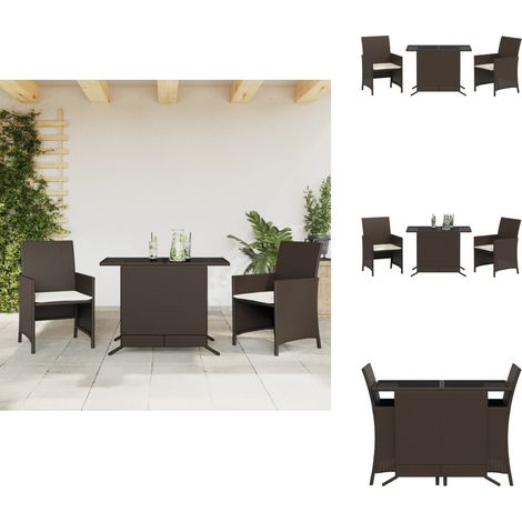 Ensemble de bistro 3 pcs avec coussins marron résine tressée - Meubles De Jardin - Salon De Jardin - Set De Bistro - Ensemble De Table Et Chaises - Résine Tressée (1/5)