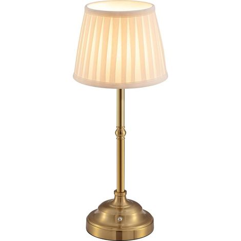Lampe de table LED sans fil à intensité variable - Lampe de chevet rétro - Batterie - Convient pour l'intérieur, l'extérieur, le bar, le salon (abat-jour doré + beige) -1pcs (1/5)