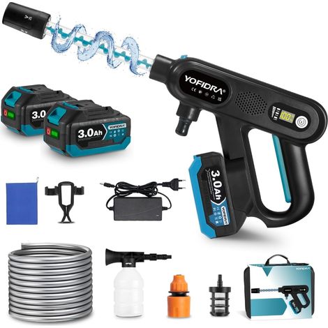 Cordless Pressure Washer 80 Bar, 300 W, 2 Batteries Included, 5-in-1 Multi-Use Nozzle and 180°, 5m Hose for Car, Garden, Patio, Home, Watering (1/5)