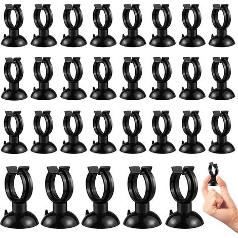 30 Pièces Ventouse pour Aquarium, Clips PVC Écologique pour Chauffe Eau, Thermomètre, Tube d'eau (Noir) (1/5)