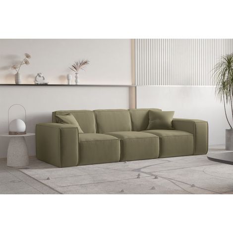 Sofa Designersofa CELES PREMIUM 3-Sitzer in Stoff Opera Velvet Olivgrün (1/3)