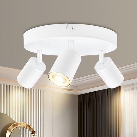 Ceiling Light with 3 GU10 Spots, 350° Adjustable, Aluminum, For Living Room Kitchen (1/5)