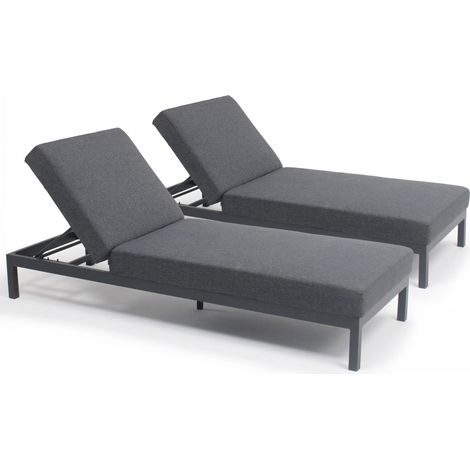 Lot de 2 bains de soleil en aluminium gris (1/5)