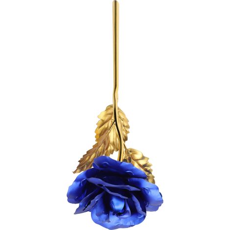 Rose en feuille d'or, cadeau lumineux pour la Saint-Valentin, symbole d'amour éternel, pour les petites amies, les épouses, décoration de mariage, bleu (1/5)