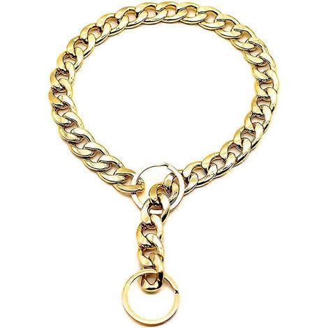 Link Dickes Goldketten-Sicherheitshalsband für Haustiere, verstellbares Hundehalsband, Punk-Goldplattiertes Halsband-55cm