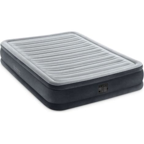 Intex – Matelas gonflable Comfort-Plush 137 x 191 x 33 cm – Compresseur intégré – Charge maximale 272 kg – Housse en velours pour confort