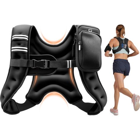 VEVOR Gilet Zavorrato con Sabbia di Ferro, Giubbotto Zavorrato per Allenamento di Forza Corsa Resistenza Materiale in Neoprene Traspirante Tasche Portaoggetti, Fitness, Esercizio, Cross-Training (1/5)