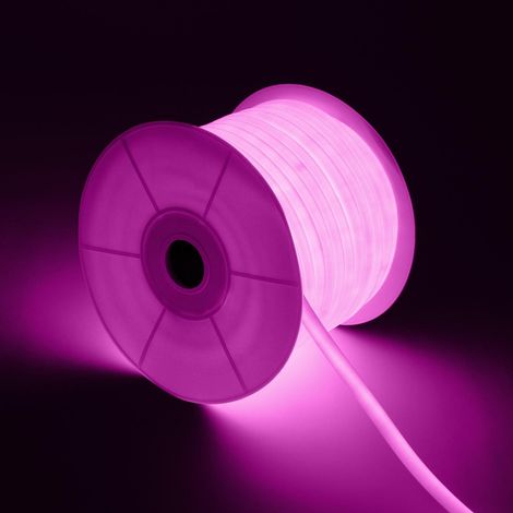 LED-Streifenrolle Neon Dimmbar 220V 50m Rosa Rund 360° 9W/m Schnitt 100cm IP67 Rosa