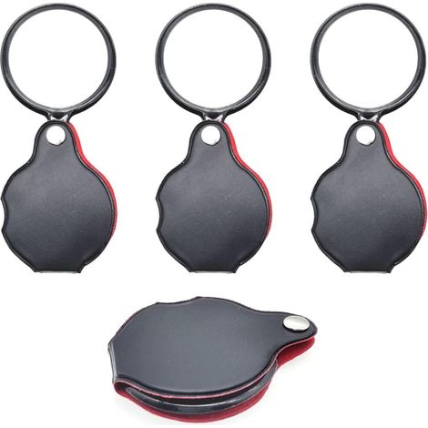 JANMIR-Lot de 3 mini loupes de poche pliables, petites loupes de poche en verre optique pour la lecture/les loisirs (1/5)
