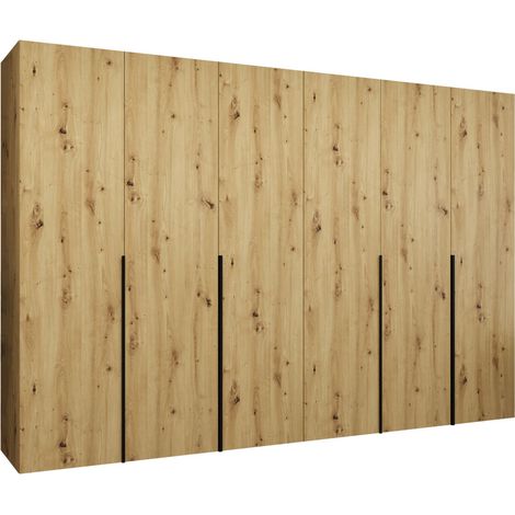 Armoire Hartford 539, Chêne Artisan, 202x300x52cm, Portes d'armoire: Avec des charnières, Nombre d'étagères: 0