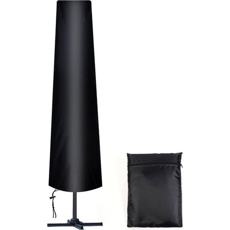 Housse Parasol Droit Ø 300 cm, 210D Oxford Housse de Protection pour Parasol avec Sac de Rangement, aux UV, à la Neige NOIR (1/4)