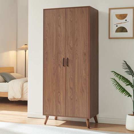 Armario Norg 2 puertas 1 barra 1 compartimento 191x80x52 cm Efecto nogal [en.casa] (1/5)