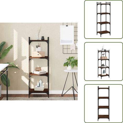 The Living Store Libreria 4 Ripiani Rovere Marrone 40x30x120cm Legno Multistrato - Libreria in legno