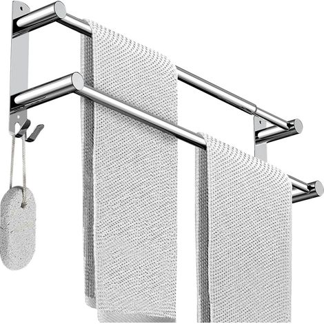 1 porte-serviettes, extensible 43 à 75 cm, acier inoxydable, salle de bain, gain de place, usage domestique et professionnel (1/5)