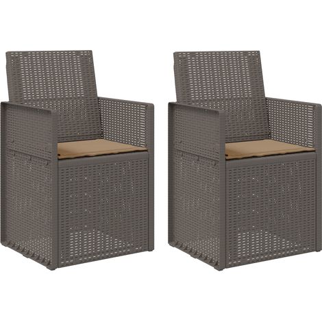 Sillas de comedor de jardín 2 pcs Gris Claro y Taupe PP vidaXL