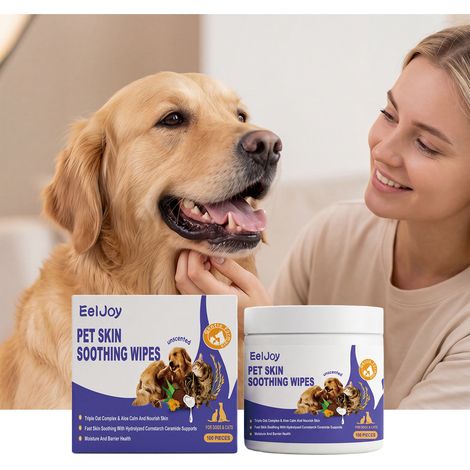 Lingettes nettoyantes quotidiennes pratiques pour animaux de compagnie, laissant le pelage propre et doux. 100 lingettes. (1/5)