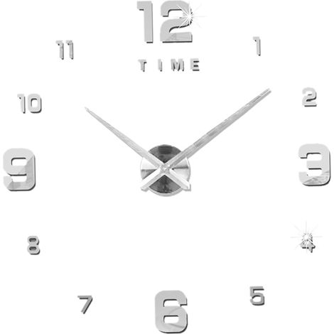 Horloge murale sans cadre, miroir 3D, grands autocollants muets pour décoration de salon et de maison, DIY bricolage (1/5)
