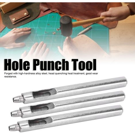 3 poinçons ronds à nez droit de 2 à 5,5 mm, tout acier, pour le travail du cuir (4 mm). (1/4)