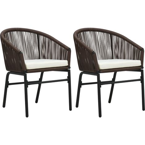 FIMEI Chaises de jardin 2 pcs Marron Rotin PVC (1/5)