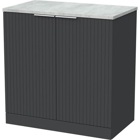Callingwood Contemporary Floor Standing 2 Door Vanity Unit with Bellato Grey Laminate Worktop , 800mm, Dark Grey (1/4)