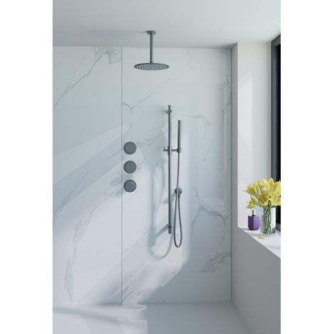Fortifura Nebbio Ensemble de douche pluie - robinet encastré - élément encastré - barre de douche - flexible de douche lisse - douchette bâton - bras