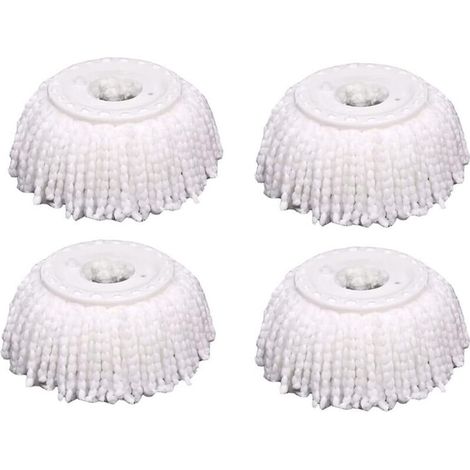 Set di 4 testine di ricambio in microfibra per mocio rotante, compatibili con i mocio rotante Magic Mopping. Testine di ricambio universali in microfibra per una pulizia a 360°, rotonde e sagomate. (1/4)