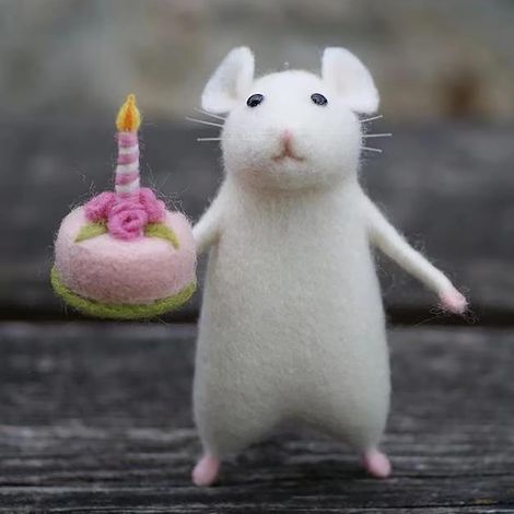 Souris De Noël En Feutre - Décoration Arbre De Noël - Figurine Souris En Laine Feutrée À Aiguille - 8 Cm - 1 Pièce (1/3)