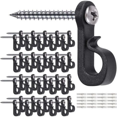 Lot de 40 crochets de suspension pour lumières de Noël avec vis cruciforme pour garage, Nouvel An, fête en plein air, câble facile à démouler et lumières LED féériques, vis larges (1/5)