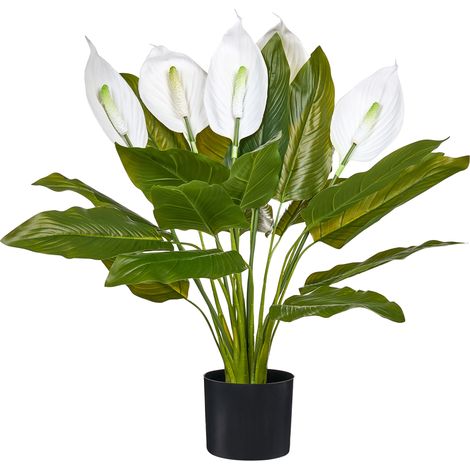 Planta artificial en maceta para interior decoración de plástico con maceta negra Spathphyllum