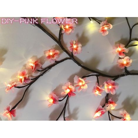 Guirlande lumineuse LED branches de cerisier et saule pour murs, 72 LED avec télécommande, 8 modes d'éclairage, décoration Noël intérieure pour murs portes fenêtres - 1,6 m (1/5)