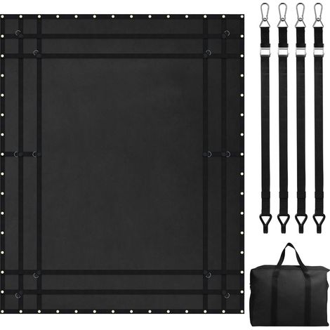 Filet de chargement, 305x267 cm, filet à bagages robuste pour camion, 318 kg, 4 sangles réglables avec mousquetons et crochets recouverts de caoutchouc, durable, pour pick-up, jeep, SUV, bateau (1/5)