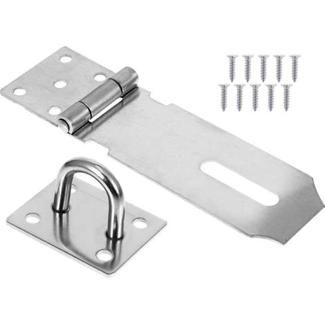 Robusta chiusura per porta in acciaio inox con viti, fermaglio per porta, serratura per cancello, chiavistello per rimessa, staffa per lucchetto - 4 pollici (1/5)